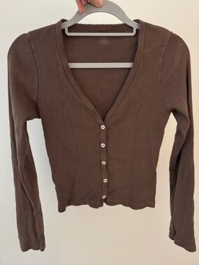 Brown Ribbed Brandy Melville Cardigan